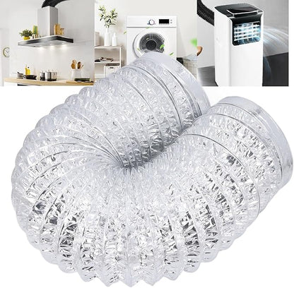 Aluminum Foil Ducting and PVC Dryer Vent Hose with 7 Inch Diameter and 6.56 Foot Length, Flexible HVAC Ventilation Duct with Spiral Steel Wire Support for Kitchens and Greenhouses