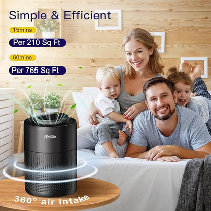 2 Pack Air Purifiers for Home Bedroom H13 True HEPA Air Filter Cleaner, Odor Eliminator, Remove Smoke Dust Pollen Pet Dander, Night Light For Home Living Room Dorm, Quiet 24dB Filtration System