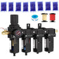 NEWPO 3/8" NPT 4 Stage Air Drying System,Particulate Filter, Coalescing Filter,Double Desiccant Dryers & Air Regulator,Semi-Auto Drain (Black)
