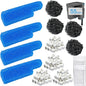 4 Set Aquarium Media Maintenance Kit, Replacement for Seachem Tide 55-Gallon Filter — Includes 4 Blue Sponges, 4 Bags of Activated Carbon, 4 Ceramic Rings, and 4 Mesh Bags.