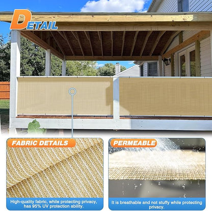 TANG Sun Shade Fabric Roll 8'x91' Shade Cloth for Garden Beige HDPE Mesh Shading Pergola Cover Replacement Canopy, 95% Blockage Sunshades for Outdoor Patio Backyard Plant