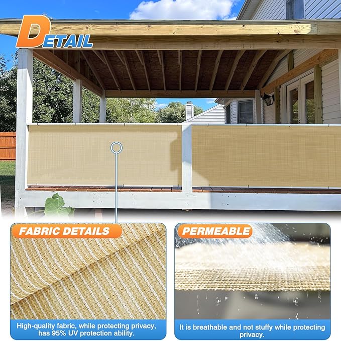 TANG Sun Shade Fabric Roll 8'x81' Shade Cloth for Garden Beige HDPE Mesh Shading Pergola Cover Replacement Canopy, 95% Blockage Sunshades for Outdoor Patio Backyard Plant
