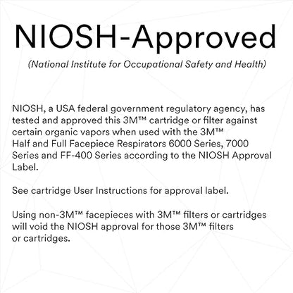 3M 60921 P100 Respirator Cartridge/Filter, NIOSH Approved, 1 Pair, OV/P100, Helps Protect Against Organic Vapors, Asbestos, Silica, and Particulates, Painting, Chemical Clean-up, Maintenance