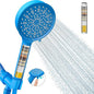 Cobbe Filtered Shower Head with Handheld, High Pressure 6 Spray Mode Showerhead with Filters, Water Softener Filters Beads for Hard Water - Remove Chlorine - Reduces Dry Itchy Skin, Blue