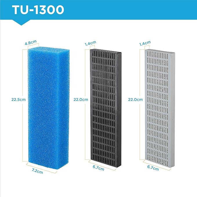 Replacement Cartridge for Aquarium UV Filter TU-1300 with Aquarium Filter Foam, Active Carbon and Ceramic Ring(TU1300-S)