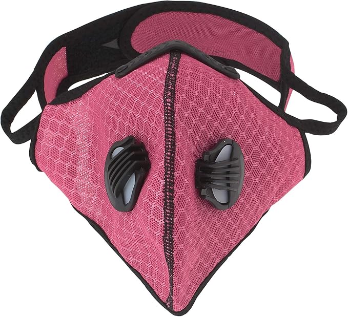 ASA Techmed Reusable Dual Air Breathing Valve Face Mask Cover with Activated Carbon Filter (Pink Cycling)