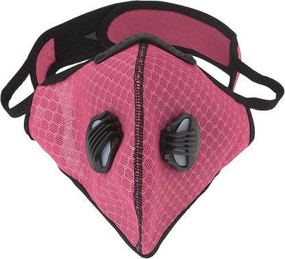 ASA Techmed Reusable Dual Air Breathing Valve Face Mask Cover with Activated Carbon Filter (Pink Cycling)