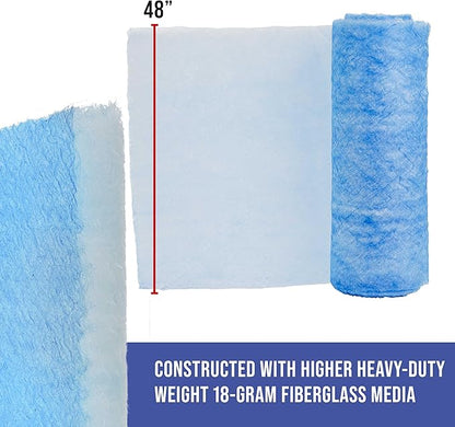 Master Airbrush Elite Paint Spray Booth Exhaust Filter Roll 48" x 100' - 18 Gram Heavy-Duty Fiberglass Paint Arrestor for Filtering Overspray Particles in Auto Body Shops & Refinish Booths