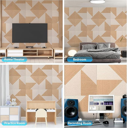 Art3d 6-Pack Self-Adhesive Acoustic Wall Panels for Home Décor, 24 x 24 Inch Soundproofing Panels for Office Studio Bedroom - High Noise Absorption Polyester Fiber, Dawn