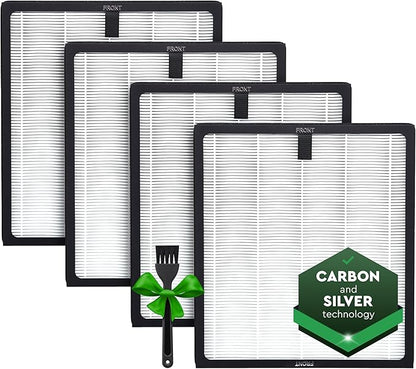 HY4866 Air Purifier Replacement Filter - 4 Pack Compatible with MORENTO, WESTHEY HY4866, YIOU M1 - True HEPA Filter, 4 Stage Filtration, Carbon & Silver Technology