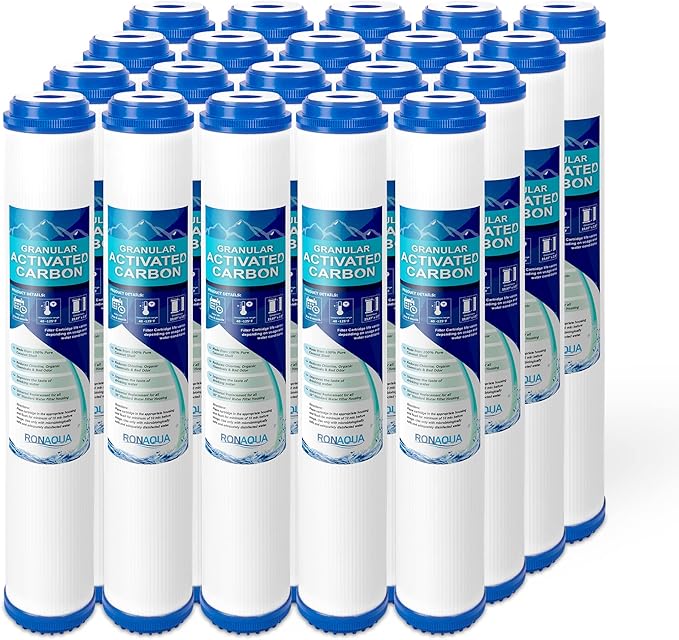 Standard Whole House Coconut Shell Granular Activated Carbon Water Filter 20” x 2.5” Fits 20” x 2.5” Housings. Remove Chlorine and Bad Odor. Compatible with EP-20, HX-CB-25-2010, F3WCB32 Pack of 20