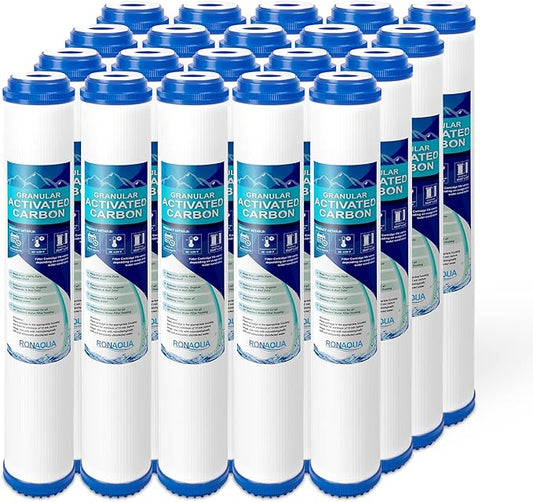 Standard Whole House Coconut Shell Granular Activated Carbon Water Filter 20” x 2.5” Fits 20” x 2.5” Housings. Remove Chlorine and Bad Odor. Compatible with EP-20, HX-CB-25-2010, F3WCB32 Pack of 20