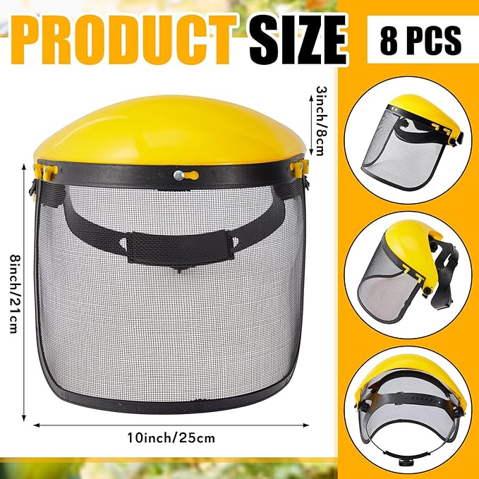 Amylove 6 Pcs Safety Face Shield with Mesh Weed Whacking Face Shield Masks Chainsaw Gardening Weed Mover Protection (Yellow)