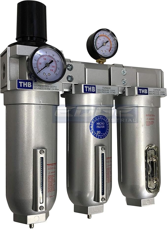 SUPER HEAVY DUTY HIGH FLOW AIR FILTRATION SYSTEM, 2 STAGE PARTICULATE FILTER PLUS OIL REMOVING COALESCING FILTER COMBINATION (1/2" NPT, MANUAL DRAIN)