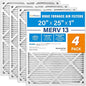 LotFancy 20x25x1 Air Filter MERV 13 4-Pack, Electrostatic Pleated HVAC Furnace Air Filter, Captures Pet Dander Smog Smoke, Actual Size: 19.75"x23.75"x0.75"