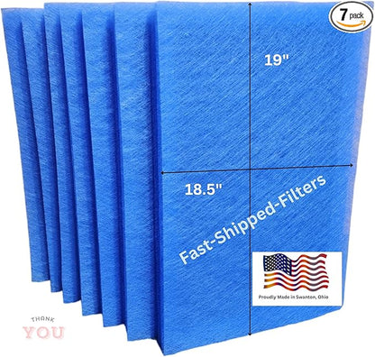 Fast-Shipped-Filters 7 Pack Replacement Filter Pads Compatible with MicroPower Guard One Hour Air Cleaner Refill Blue (7, Blue, 20x21.5)