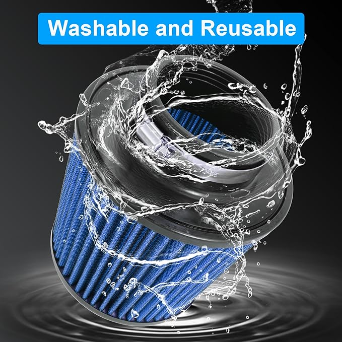 Cold Air Intake Filter High Performance Washable Filter Clamp-On Replacement Air Filter Flange Diameter 3inch/76mm Blue