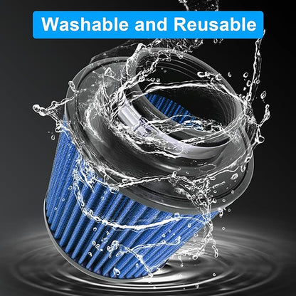 Cold Air Intake Filter High Performance Washable Filter Clamp-On Replacement Air Filter Flange Diameter 3inch/76mm Blue