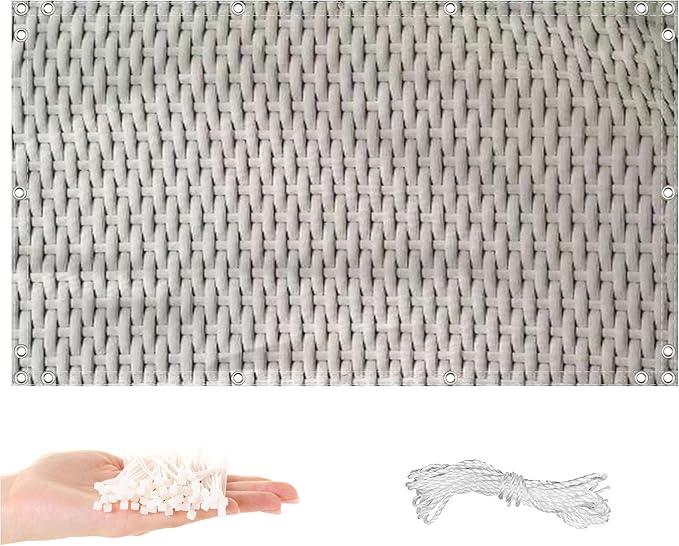 Balcony Privacy Screen 2.8' x 29.5' UV Protection 96% Privacy Screen Outdoor, Easy Installation with Zip Ties for Patio Yard Porch Chain Link Fence Condo, Weaving Pattern