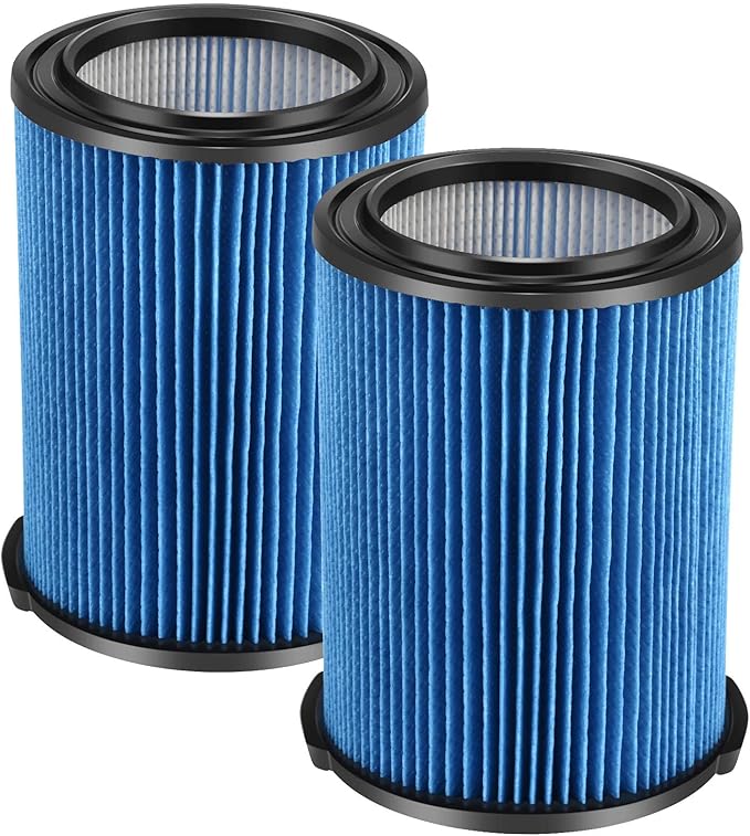 VF5000 Replacement Vacuum Filter 3 Layer Pleated with High Efficiency Particle Air Filter Material Compatible with Rigid Shop Vac 6-20 Gallon Wet Dry Vacuums (2 Packs)
