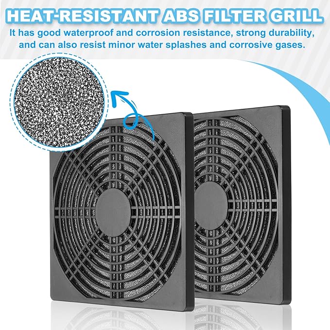 PATIKIL 150mm Fan Filter Grill, 6 Pcs Plastic Ventilation Dustproof Grill Cover Cooling Ventilator with Screws for Industry Workshop Computer Case Refrigerators Air Conditioning, Black