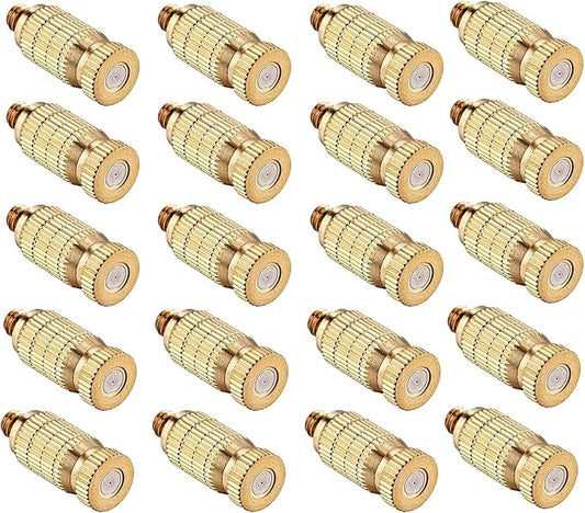 20pcs High Pressure Atomizer Nozzle Brass Misting Nozzles for Outdoor Cooling System, Landscaping, Greenhouse Irrigation, Air Humidification, Anti-Drip Fogging Spray Head(0.02"/0.5mm)