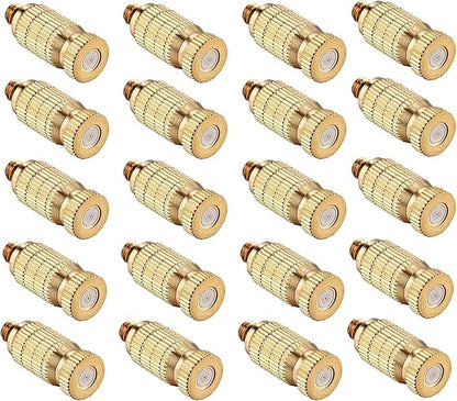 20pcs High Pressure Atomizer Nozzle Brass Misting Nozzles for Outdoor Cooling System, Landscaping, Greenhouse Irrigation, Air Humidification, Anti-Drip Fogging Spray Head(0.006"/0.15mm)