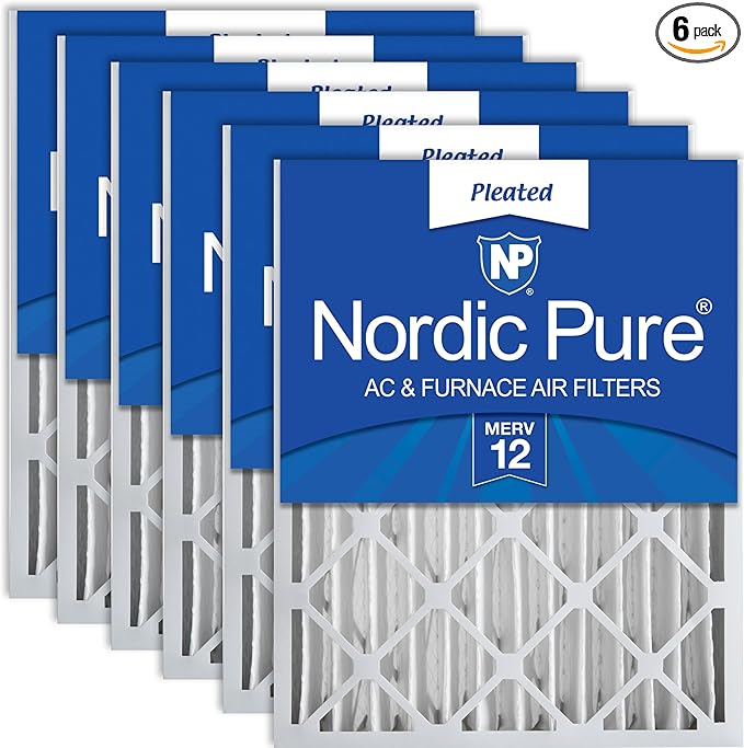Nordic Pure 16x25x4 (Actual Size: 15 1/2 x 24 1/2 x 3 5/8) Pleated MERV 12 Air Filters 6 Pack