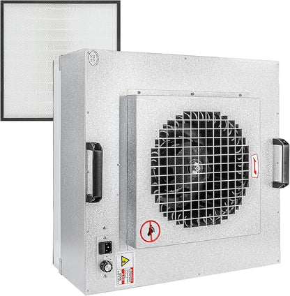 Professional HEPA Laminar Flow Hood, H14 High Efficiency Filter, Silver, 22.6x22.6x10.2 Inch, Clean Room Grade Laboratory Fan System with Control Board