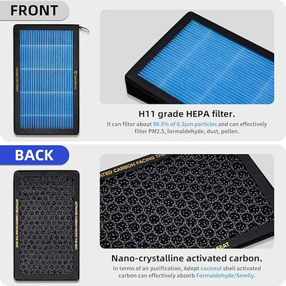 Air Conditional Replacement with Activated Carbon for Tesla Model 3 Model Y HEPA Cabin Air Filter Accessories 2016-2024/2025/2026 Juniper Highland Upgraded Version(2 Pack)
