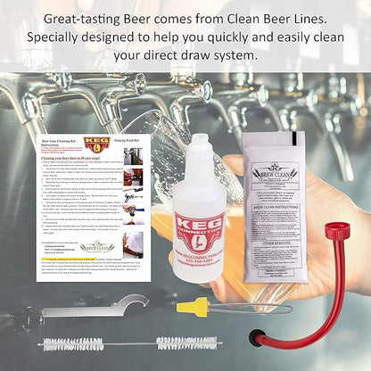 Kegconnection Kegerator Beer Line Cleaning Kit - Easy and Safe to Use Keg Cleaner - with Brew Clean Solution and More