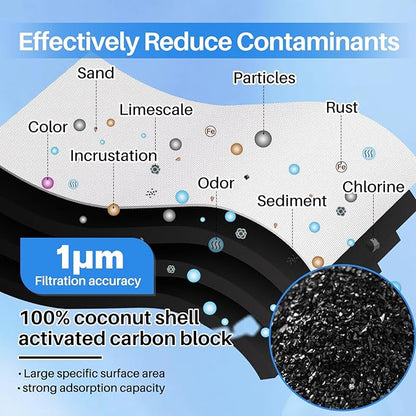 ICEPURE 1 Micron 20" x 2.5" Whole House CTO Carbon Sediment Water Filter Cartridge, 20-inch Sediment Pre-Filtration Compatible with C1-20, EP-20, HX-CB-25-2010, F3WCB32, 2PACK