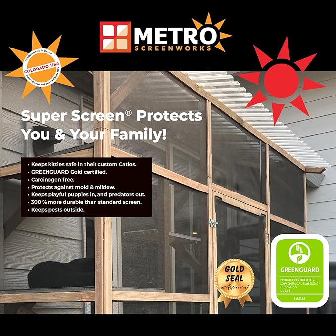 Pet & Weather Resistant Insect Screen - 17/14 Super Screen (108 in x 50 ft) - Mesh Screen for Patio Porch Pool Cage & Lanai - Replacement Screen Roll, Black - Dog & Cat Proof Screens for Windows