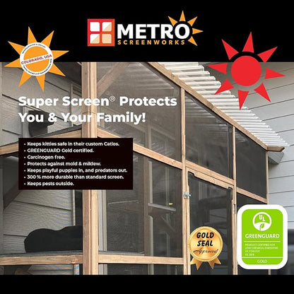 Pet & Weather Resistant Insect Screen - 17/14 Super Screen (108 in x 50 ft) - Mesh Screen for Patio Porch Pool Cage & Lanai - Replacement Screen Roll, Black - Dog & Cat Proof Screens for Windows
