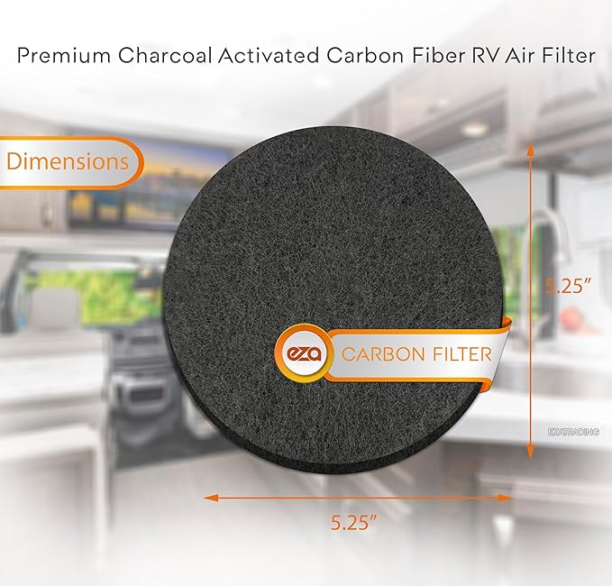 RV Premium Charcoal Activated Carbon Fiber Air Conditioner Filter - Air Duct AC Carbon Filter Replacement for RV AC Vent (8 Pack, 5.25" Round)