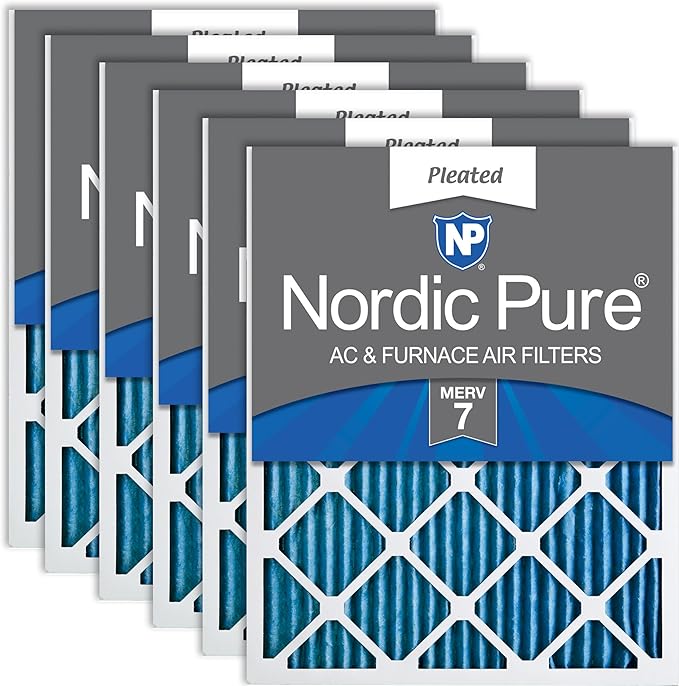 Nordic Pure 16x25x1 (Actual Size: 15 1/2 x 24 1/2 x 3/4) Pleated MERV 7 Air Filters 6 Pack