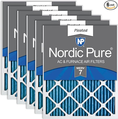 Nordic Pure 16x16x1 MERV 7 Pleated AC Furnace Air Filters 6 Pack