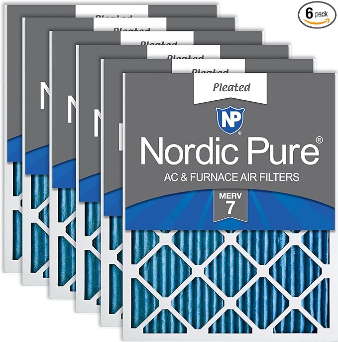 Nordic Pure 20x30x1 (Actual Size: 19 5/8 x 29 5/8 x 3/4) Pleated MERV 7 Air Filters 6 Pack