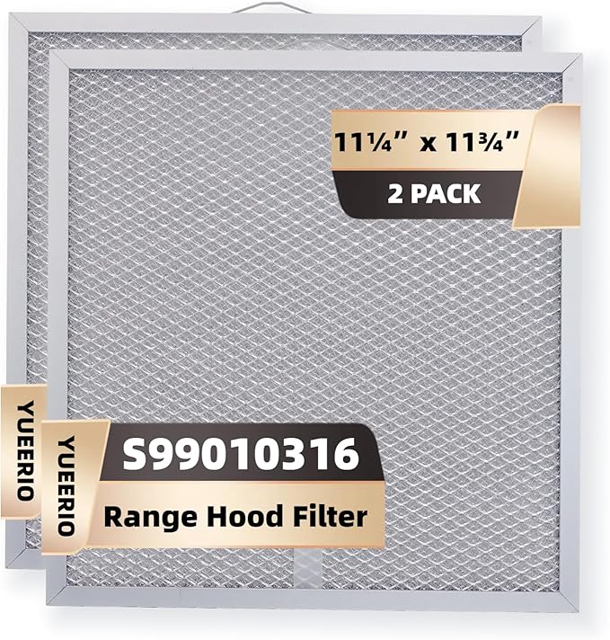 99010316 Range Hood Grease Filter - 11 1/4" x 11 3/4" Kitchen Mesh Hood Vent Filter, Replaceable Range Hood Filter for WA65AF, NTK7450000, 990721400, 990721400A (2 Pack)