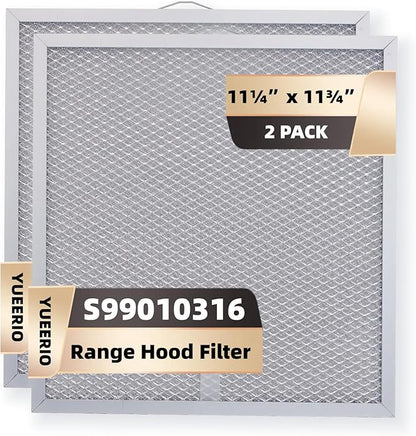 99010316 Range Hood Grease Filter - 11 1/4" x 11 3/4" Kitchen Mesh Hood Vent Filter, Replaceable Range Hood Filter for WA65AF, NTK7450000, 990721400, 990721400A (2 Pack)