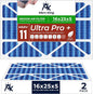 MervKing 16x25x5 Air Filter Actual Size: 15.88" x 24.88" x 4.38" MERV 11 MPR 1000-1200 | MADE IN USA | 2-Pack | Pleated HVAC AC Furnace Replacement