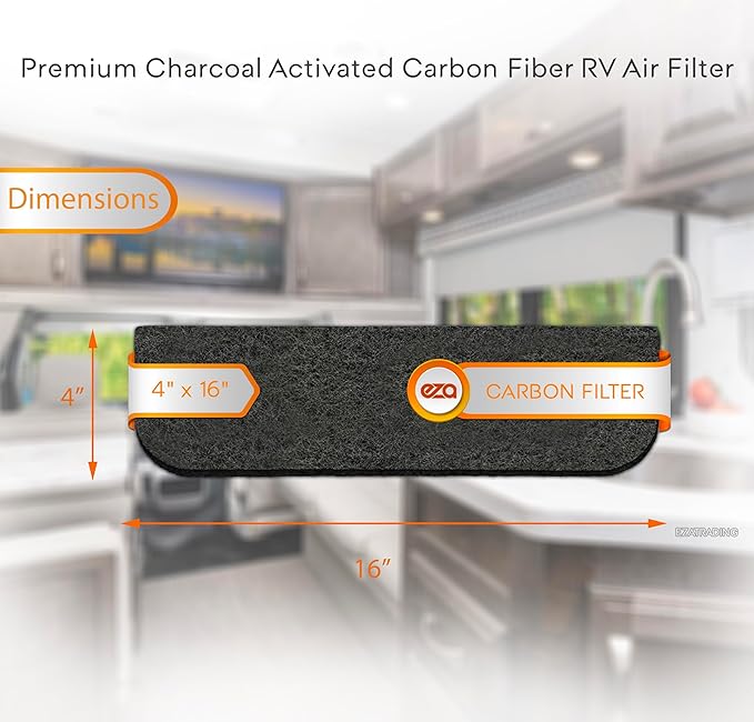 RV Premium Charcoal Activated Carbon Fiber Air Conditioner Filter - Air Duct AC Carbon Filter Replacement for RV AC Vent (2 Pack, 4" x 16")