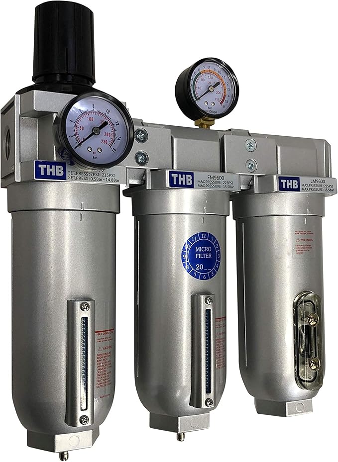 1" COMPRESSED AIR PARTICULATE FILTER WATER TRAP/PRESSURE REGULATOR/DESICCANT AIR DRYER/COALESCING FILTER FOR COMPRESSED AIR SYSTEMS GREAT FOR PLASMA CUTTER