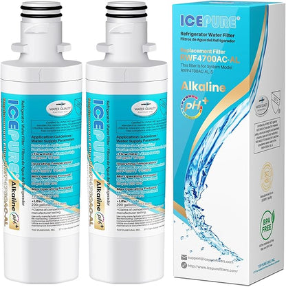 ICEPURE Alkaline LT1000PC Refrigerator Water Filter Replacement for LG LT1000P/PC/PCS, Kenmore 9980, ADQ74793501 ADQ74793502 ADQ747935 MDJ64844601 LMXS28626S LFXS26973S, LT1000, Enhances PH, 2Pack