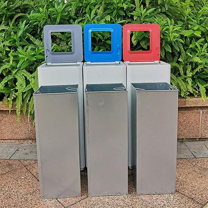 GLigeT Outdoor Trash can White Combined Trash Can Large-Capacity Square Sorting Trash Can Outdoor Direct Throw Trash Can Without Cover, Anti-Fingerprint Technology 48L Trash Can (Size : F)