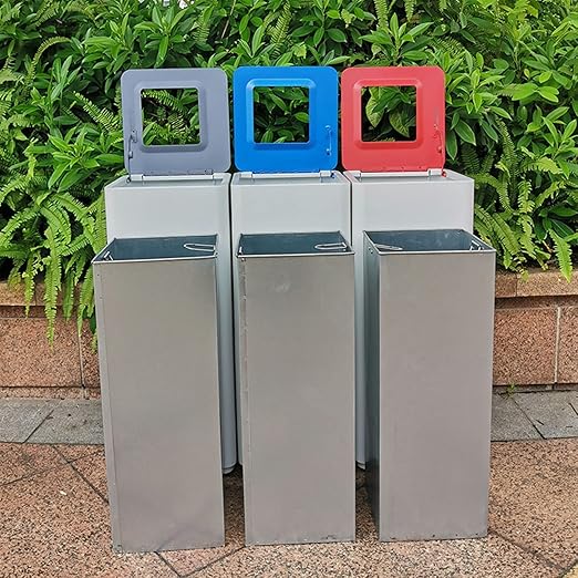 GLigeT Outdoor Trash can White Combined Trash Can Large-Capacity Square Sorting Trash Can Outdoor Direct Throw Trash Can Without Cover, Anti-Fingerprint Technology 48L Trash Can (Size : D)