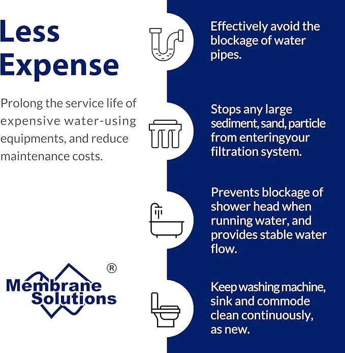 Membrane Solutions 10 Micron Sediment Water Filter Replacement Polypropylene Cartridge 10"x 2.5" for Whole House RO System, Compatible with AP110, GE FXUSC, WHKF-GD05, Culligan P5-6 Pack