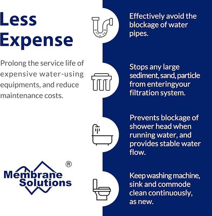 Membrane Solutions 20 Micron Sediment Water Filter Replacement Polypropylene Cartridge 10"x 2.5" for Whole House RO System, Compatible with Aqua-Pure AP110, GE FXUSC, WHKF-GD05, Culligan P5-6 Pack