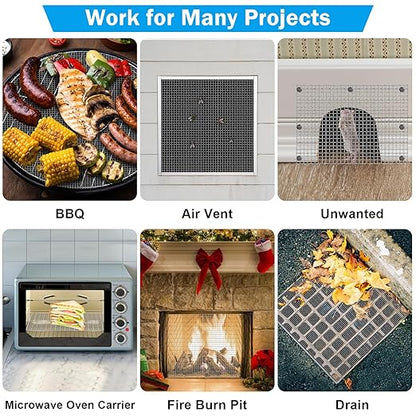 Valchoose 1 Piece Metal Woven Mesh Screen 14.6 X 11.4 in (372mmX292mm), 4.5mm Hole 5 Mesh Wire Mesh Easy to Cut, No Rust Stainless Steel Mesh, Hard Heat Resisting Used for Filters Vent BBQ DIY Project