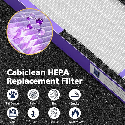 3 Pack FLT5250PT HEPA Air Purifier Replacement Filter C with Pet Care Treatment for G-Guardian AC5250PT AC5000 AC5000E AC5300B AC5350W AC5350B CDAP5500, 3 HEPA Filter with 6 Carbon Pre-Filter